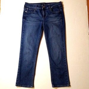 White House Black Market Jeans Womens 6 Dark Wash Crop Leg Stretch Embellished